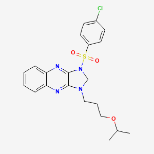 molecular formula C21H23ClN4O3S B2959389 1-((4-chlorophenyl)sulfonyl)-3-(3-isopropoxypropyl)-2,3-dihydro-1H-imidazo[4,5-b]quinoxaline CAS No. 848058-39-9