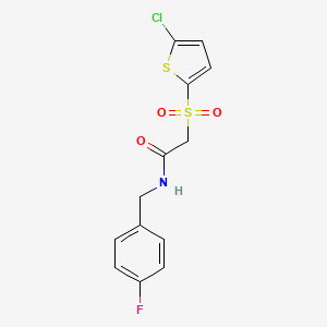 molecular formula C13H11ClFNO3S2 B2959390 2-((5-chlorothiophen-2-yl)sulfonyl)-N-(4-fluorobenzyl)acetamide CAS No. 1020970-59-5