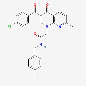 molecular formula C26H22ClN3O3 B2959393 2-(3-(4-氯苯甲酰)-7-甲基-4-氧代-1,8-萘啶-1(4H)-基)-N-(4-甲基苄基)乙酰胺 CAS No. 894913-50-9