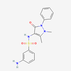 molecular formula C17H18N4O3S B2959397 3-amino-N-(1,5-dimethyl-3-oxo-2-phenyl-2,3-dihydro-1H-pyrazol-4-yl)benzene-1-sulfonamide CAS No. 379254-54-3