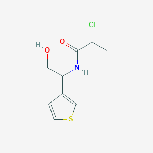 molecular formula C9H12ClNO2S B2959400 2-Chloro-N-(2-hydroxy-1-thiophen-3-ylethyl)propanamide CAS No. 2411227-59-1