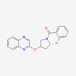 molecular formula C19H16BrN3O2 B2959416 2-{[1-(2-Bromobenzoyl)pyrrolidin-3-yl]oxy}quinoxaline CAS No. 2097912-90-6
