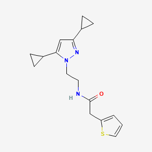 molecular formula C17H21N3OS B2959419 N-(2-(3,5-二环丙基-1H-吡唑-1-基)乙基)-2-(噻吩-2-基)乙酰胺 CAS No. 2310153-68-3
