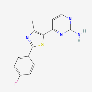 molecular formula C14H11FN4S B2959432 4-[2-(4-Fluorophenyl)-4-methyl-1,3-thiazol-5-yl]-2-pyrimidinamine CAS No. 499795-93-6