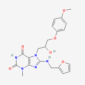 molecular formula C21H23N5O6 B2959439 8-((furan-2-ylmethyl)amino)-7-(2-hydroxy-3-(4-methoxyphenoxy)propyl)-3-methyl-1H-purine-2,6(3H,7H)-dione CAS No. 333752-29-7