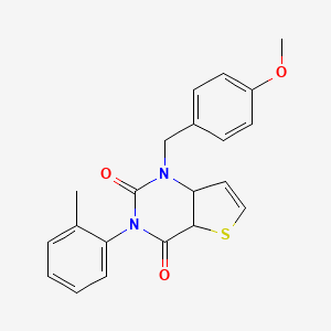 molecular formula C21H18N2O3S B2959456 1-[(4-methoxyphenyl)methyl]-3-(2-methylphenyl)-1H,2H,3H,4H-thieno[3,2-d]pyrimidine-2,4-dione CAS No. 1326905-01-4