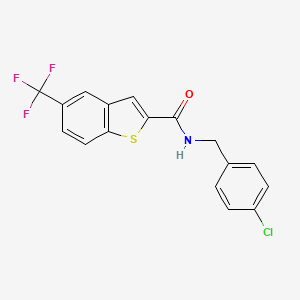 molecular formula C17H11ClF3NOS B2959457 N-[(4-chlorophenyl)methyl]-5-(trifluoromethyl)-1-benzothiophene-2-carboxamide CAS No. 439109-07-6