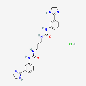 molecular formula C23H30Cl2N8O2 B2959464 N',N'''-Propane-1,3-diylbis{N-[3-(4,5-dihydro-1H-imidazol-2-yl)phenyl]carbamimidic acid}--hydrogen chloride (1/1) CAS No. 5726-77-2