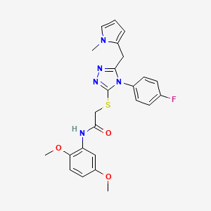 molecular formula C24H24FN5O3S B2959469 N-(2,5-dimethoxyphenyl)-2-[[4-(4-fluorophenyl)-5-[(1-methylpyrrol-2-yl)methyl]-1,2,4-triazol-3-yl]sulfanyl]acetamide CAS No. 847393-88-8