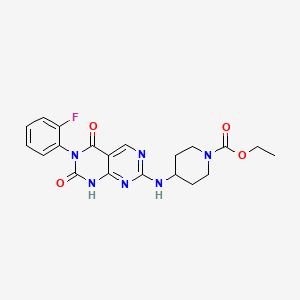 Ethyl 4-((6-(2-fluorophenyl)-5,7-dioxo-5,6,7,8-tetrahydropyrimido[4,5-d]pyrimidin-2-yl)amino)piperidine-1-carboxylate