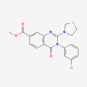 Methyl 3-(3-chlorophenyl)-4-oxo-2-(thiazolidin-3-yl)-3,4-dihydroquinazoline-7-carboxylate