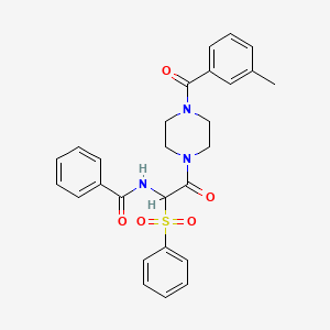 N-(2-(4-(3-methylbenzoyl)piperazin-1-yl)-2-oxo-1-(phenylsulfonyl)ethyl)benzamide