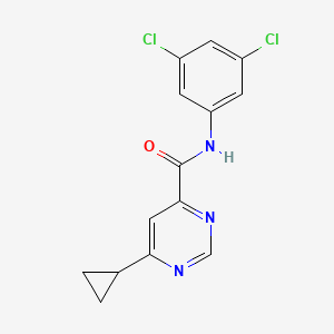 molecular formula C14H11Cl2N3O B2959508 6-Cyclopropyl-N-(3,5-dichlorophenyl)pyrimidine-4-carboxamide CAS No. 2415551-91-4