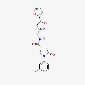 1-(3,4-dimethylphenyl)-N-((5-(furan-2-yl)isoxazol-3-yl)methyl)-5-oxopyrrolidine-3-carboxamide