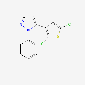 molecular formula C14H10Cl2N2S B2959535 5-(2,5-二氯-3-噻吩基)-1-(4-甲基苯基)-1H-吡唑 CAS No. 321848-38-8