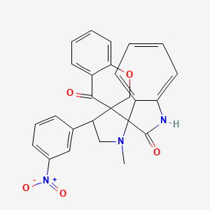 molecular formula C26H21N3O5 B2959537 1'-Methyl-4'-(3-nitrophenyl)-1'',2,2'',4-tetrahydrodispiro[1-benzopyran-3,3'-pyrrolidine-2',3''-indole]-2'',4-dione CAS No. 1797898-37-3