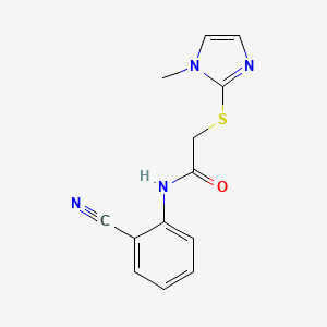 molecular formula C13H12N4OS B2959540 N-(2-氰基苯基)-2-[(1-甲基-1H-咪唑-2-基)硫代]乙酰胺 CAS No. 329079-20-1