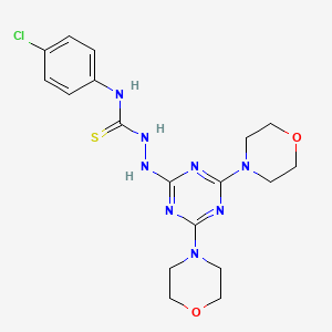 molecular formula C18H23ClN8O2S B2959545 N-(4-chlorophenyl)-2-(4,6-dimorpholino-1,3,5-triazin-2-yl)hydrazinecarbothioamide CAS No. 886961-09-7