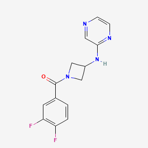 molecular formula C14H12F2N4O B2959549 (3,4-二氟苯基)(3-(吡嗪-2-基氨基)氮杂环丁-1-基)甲酮 CAS No. 2320663-83-8