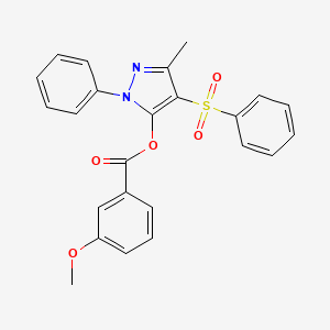 molecular formula C24H20N2O5S B2959550 3-methyl-1-phenyl-4-(phenylsulfonyl)-1H-pyrazol-5-yl 3-methoxybenzoate CAS No. 851092-69-8