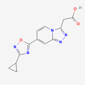 molecular formula C13H11N5O3 B2959553 2-[7-(3-Cyclopropyl-1,2,4-oxadiazol-5-yl)[1,2,4]triazolo[4,3-a]pyridin-3-yl]acetic acid CAS No. 1338683-29-6