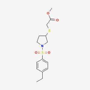 molecular formula C15H21NO4S2 B2959554 2-((1-((4-乙基苯基)磺酰基)吡咯烷-3-基)硫代)乙酸甲酯 CAS No. 2034518-16-4