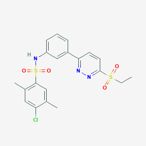 molecular formula C20H20ClN3O4S2 B2959560 4-chloro-N-(3-(6-(ethylsulfonyl)pyridazin-3-yl)phenyl)-2,5-dimethylbenzenesulfonamide CAS No. 1005297-78-8