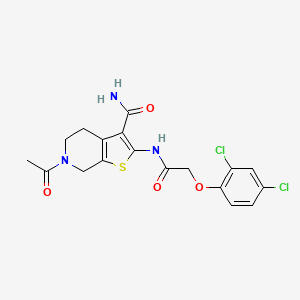 molecular formula C18H17Cl2N3O4S B2959564 6-Acetyl-2-(2-(2,4-dichlorophenoxy)acetamido)-4,5,6,7-tetrahydrothieno[2,3-c]pyridine-3-carboxamide CAS No. 864857-83-0