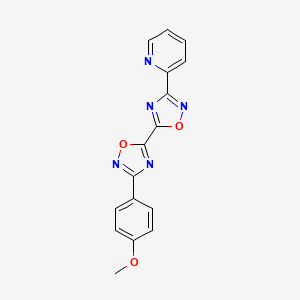 molecular formula C16H11N5O3 B2959579 3-(4-Methoxyphenyl)-3'-pyridin-2-yl-5,5'-bi-1,2,4-oxadiazole CAS No. 1775304-89-6