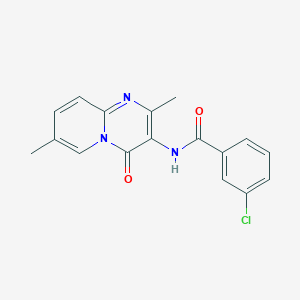 molecular formula C17H14ClN3O2 B2959580 3-氯-N-(2,7-二甲基-4-氧代-4H-吡啶并[1,2-a]嘧啶-3-基)苯甲酰胺 CAS No. 941876-24-0