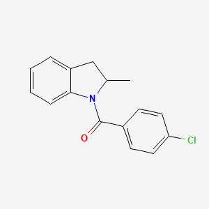 molecular formula C16H14ClNO B2959582 (4-chlorophenyl)(2-methyl-2,3-dihydro-1H-indol-1-yl)methanone CAS No. 879581-19-8
