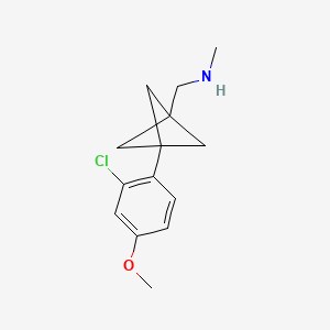 molecular formula C14H18ClNO B2959616 1-[3-(2-Chloro-4-methoxyphenyl)-1-bicyclo[1.1.1]pentanyl]-N-methylmethanamine CAS No. 2287332-67-4