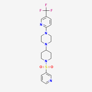 molecular formula C20H24F3N5O2S B2959617 1-[1-(吡啶-3-磺酰基)哌啶-4-基]-4-[5-(三氟甲基)吡啶-2-基]哌嗪 CAS No. 2097938-14-0