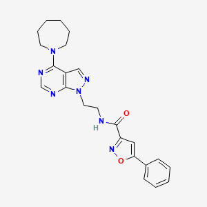 molecular formula C23H25N7O2 B2959619 N-(2-(4-(azepan-1-yl)-1H-pyrazolo[3,4-d]pyrimidin-1-yl)ethyl)-5-phenylisoxazole-3-carboxamide CAS No. 1171645-88-7