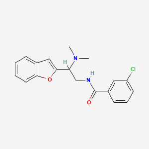 molecular formula C19H19ClN2O2 B2959641 N-(2-(benzofuran-2-yl)-2-(dimethylamino)ethyl)-3-chlorobenzamide CAS No. 2034612-43-4