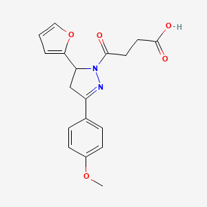 molecular formula C18H18N2O5 B2959642 4-(5-(furan-2-yl)-3-(4-methoxyphenyl)-4,5-dihydro-1H-pyrazol-1-yl)-4-oxobutanoic acid CAS No. 361480-96-8