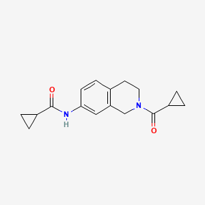 molecular formula C17H20N2O2 B2959647 N-(2-(cyclopropanecarbonyl)-1,2,3,4-tetrahydroisoquinolin-7-yl)cyclopropanecarboxamide CAS No. 955766-06-0
