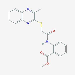molecular formula C19H17N3O3S B2959655 Methyl 2-(2-((3-methylquinoxalin-2-yl)thio)acetamido)benzoate CAS No. 709616-96-6