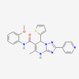 molecular formula C23H20N6O2S B2959656 N-(2-methoxyphenyl)-5-methyl-2-(pyridin-4-yl)-7-(thiophen-2-yl)-4,7-dihydro-[1,2,4]triazolo[1,5-a]pyrimidine-6-carboxamide CAS No. 539837-88-2