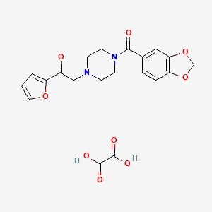 molecular formula C20H20N2O9 B2959659 2-(4-(苯并[d][1,3]二氧杂环-5-羰基)哌嗪-1-基)-1-(呋喃-2-基)乙酮草酸盐 CAS No. 1351612-51-5