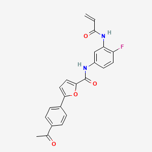 molecular formula C22H17FN2O4 B2959664 5-(4-Acetylphenyl)-N-[4-fluoro-3-(prop-2-enoylamino)phenyl]furan-2-carboxamide CAS No. 2201767-87-3