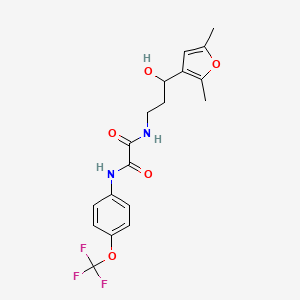 molecular formula C18H19F3N2O5 B2959671 N1-(3-(2,5-二甲基呋喃-3-基)-3-羟基丙基)-N2-(4-(三氟甲氧基)苯基)草酰胺 CAS No. 1421483-96-6