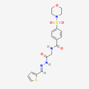 molecular formula C18H20N4O5S2 B2959678 (E)-4-(morpholinosulfonyl)-N-(2-oxo-2-(2-(thiophen-2-ylmethylene)hydrazinyl)ethyl)benzamide CAS No. 391886-04-7