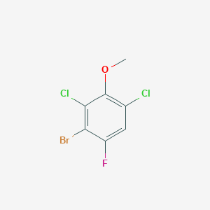 molecular formula C7H4BrCl2FO B2959682 2-Bromo-3,5-dichloro-1-fluoro-4-methoxybenzene CAS No. 2140305-64-0