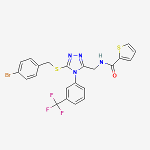 molecular formula C22H16BrF3N4OS2 B2959684 N-((5-((4-bromobenzyl)thio)-4-(3-(trifluoromethyl)phenyl)-4H-1,2,4-triazol-3-yl)methyl)thiophene-2-carboxamide CAS No. 393564-72-2