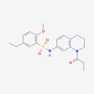 molecular formula C21H26N2O4S B2959685 5-ethyl-2-methoxy-N-(1-propionyl-1,2,3,4-tetrahydroquinolin-7-yl)benzenesulfonamide CAS No. 946222-04-4