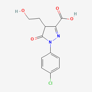 molecular formula C12H11ClN2O4 B2959687 1-(4-chlorophenyl)-4-(2-hydroxyethyl)-5-oxo-4,5-dihydro-1H-pyrazole-3-carboxylic acid CAS No. 1262865-49-5