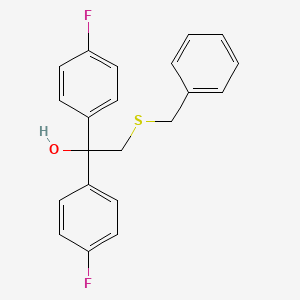 molecular formula C21H18F2OS B2959688 2-(Benzylsulfanyl)-1,1-bis(4-fluorophenyl)-1-ethanol CAS No. 303152-09-2