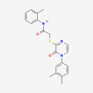 molecular formula C21H21N3O2S B2959690 2-[4-(3,4-二甲苯基)-3-氧代吡嗪-2-基]硫代-N-(2-甲苯基)乙酰胺 CAS No. 942034-32-4