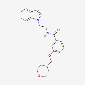 molecular formula C23H27N3O3 B2959705 N-(2-(2-methyl-1H-indol-1-yl)ethyl)-2-((tetrahydro-2H-pyran-4-yl)methoxy)isonicotinamide CAS No. 2034617-75-7